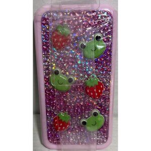 Claires Eyeshadow Lip Gloss Palette Frog Design Glitter Strawberry Flavor Purple